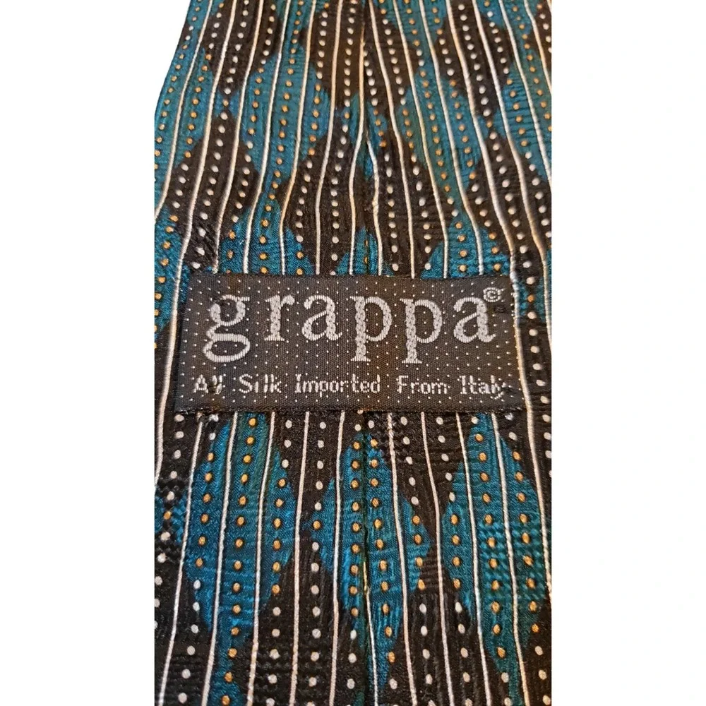 VINTAGE GRAPPA IMPORTED ITALIAN SILK‎ NECK TIE 100% Silk Geometric Multicolor